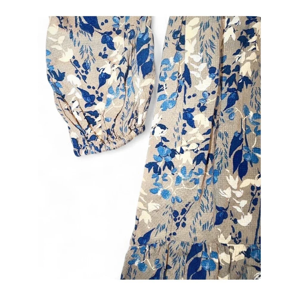 A New Day Women’s Long-Sleeve Mock Neck Floral Print  3 Tiered Maxi Dress – XS